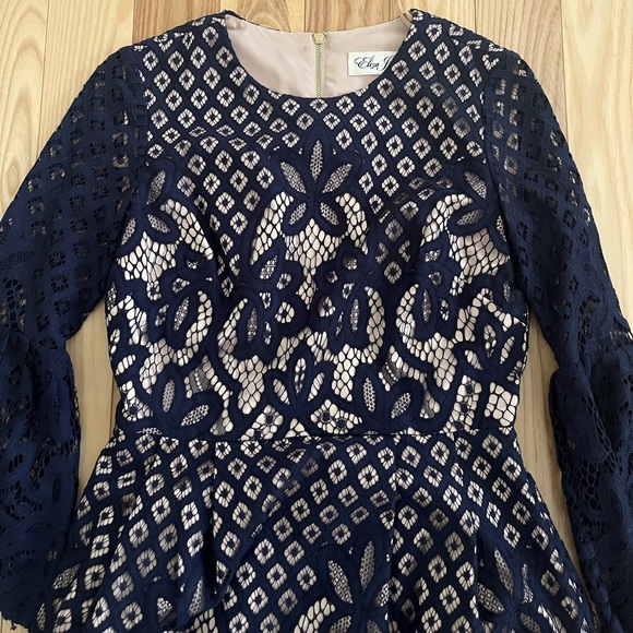 Eliza J Navy Lace Dress with Bell Sleeves - Picture 3 of 4